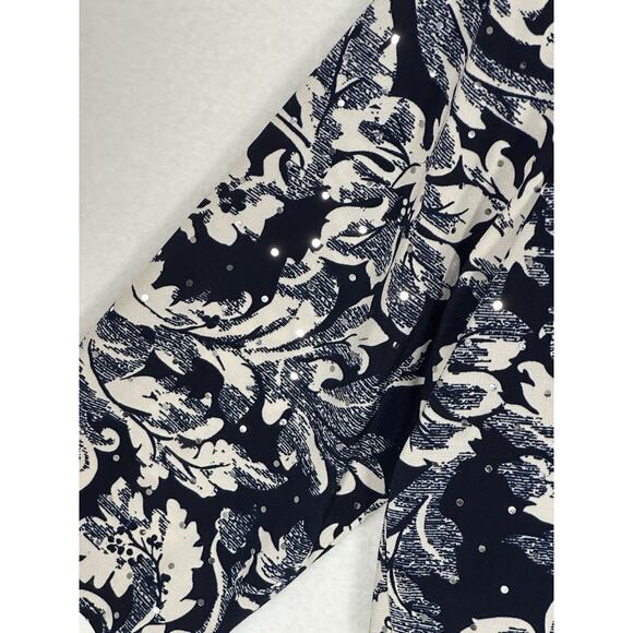 Jessica Howard Dress Size 12P Navy White Floral Embellished MOB Guest Formal 2PC - Picture 3 of 9